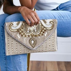 Lulu’s Gold Beaded Clutch